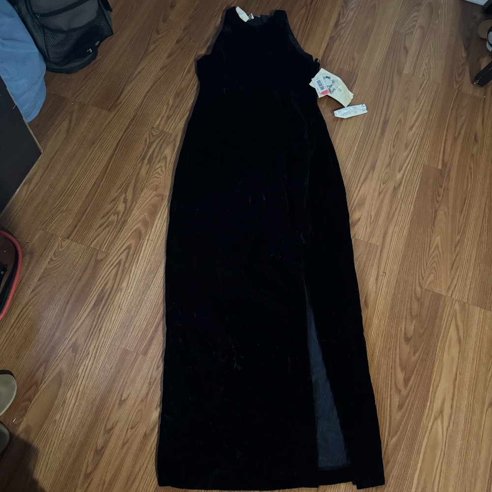Scott McClintock Vintage Black Velour Maxi Tank Dress Whimsigoth Grunge‎ Formal